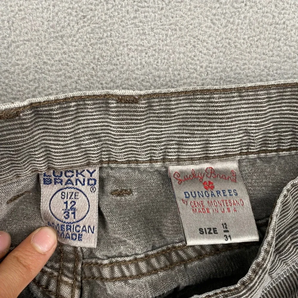 VTG Lucky Brand Dungarees Corduroy Pants Made in USA Grey Brown Button Fly 12/31